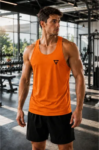 Erkak Dry Fit Y-back Gym Fitness Sportchi Atlet Gym-101-TURUNCU - 2