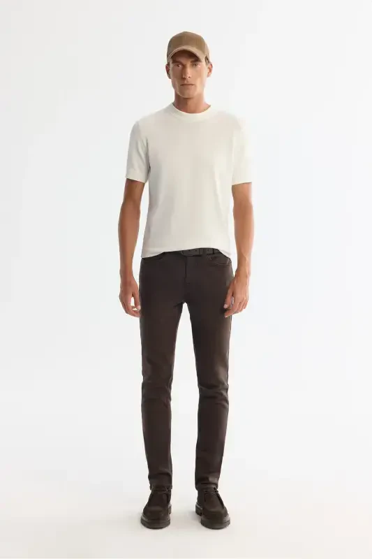 Erkak Ekru yarim balıkçı yoqa qisqa kollu triko T-shirt B005025-Ekru - 4