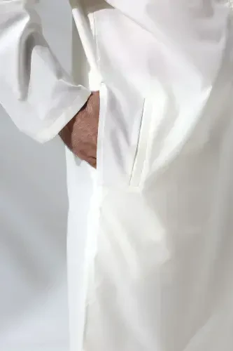 Erkak Haj va Umra kiyimi Ikki qismli pastki va ustki Afg'on to'plami Krem-Krem - 4