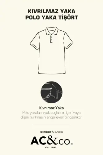 Erkak Haki 100% Paxta Qizarib ketmaydigan Pike Polo Yoqali Slim Fit Tor Kesim Futbolka-Haki - 1