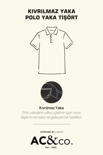 Erkak Haki 100% Paxta Qizarib ketmaydigan Pike Polo Yoqali Slim Fit Tor Kesim Futbolka-Haki - 9