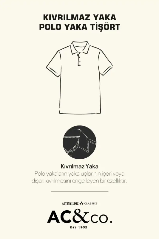Erkak Haki 100% Paxta Qizarib ketmaydigan Pike Polo Yoqali Slim Fit Tor Kesim Futbolka-Haki - 9