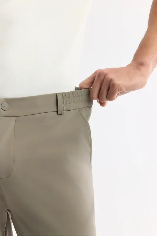 Erkak Haki Slim Fit Beli Rezinkali Bi Stretch Mato - 4