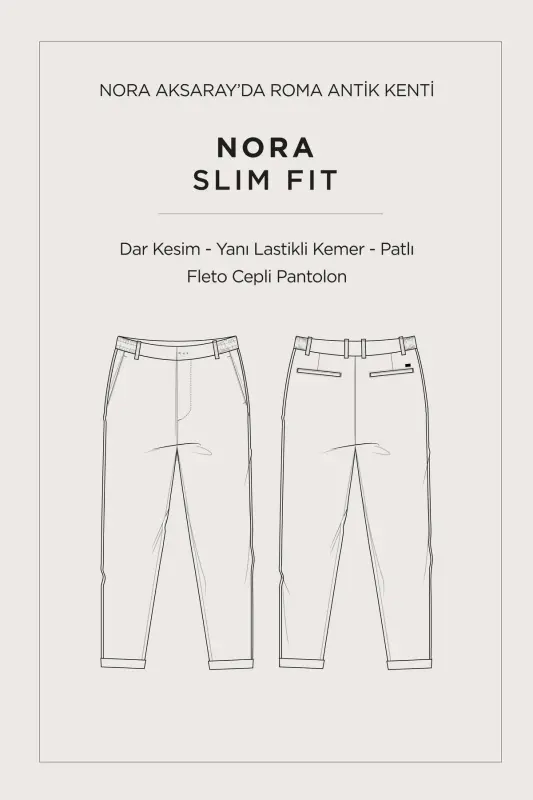 Erkak Haki Slim Fit Beli Rezinkali Bi Stretch Mato - 8