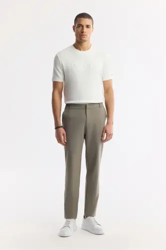 Erkak Haki Slim Fit Beli Rezinkali Bi Stretch Mato 