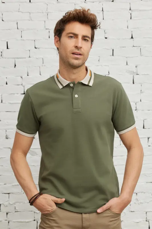 Erkak Haki Slim Fit Tor Qisqartirilgan 100% Paxta Bukilmaydigan - 5