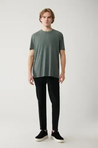 Erkak Haki Soft Touch Velosiped Yoqali T-shirt B001031-Haki - 5