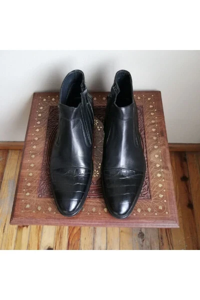 Erkak Haqiqiy Charm Qora Kroko Bosma Kombin Fermuar - İNCI (1)