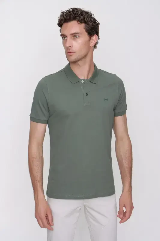 Erkak Hoki Basic tekis 100% paxta Slim Fit tor kesimli qisqa yengli polo yoqali futbolka - 3