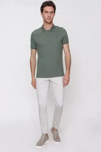 Erkak Hoki Basic tekis 100% paxta Slim Fit tor kesimli qisqa yengli polo yoqali futbolka - 4