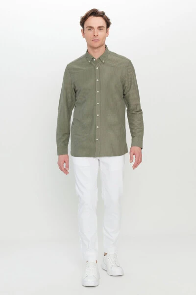 Erkak Hoki Slim Fit Tor kesimli tugmali yoqali armürli gofre naqshli ko'ylak - ALTINYILDIZ CLASSICS (1)