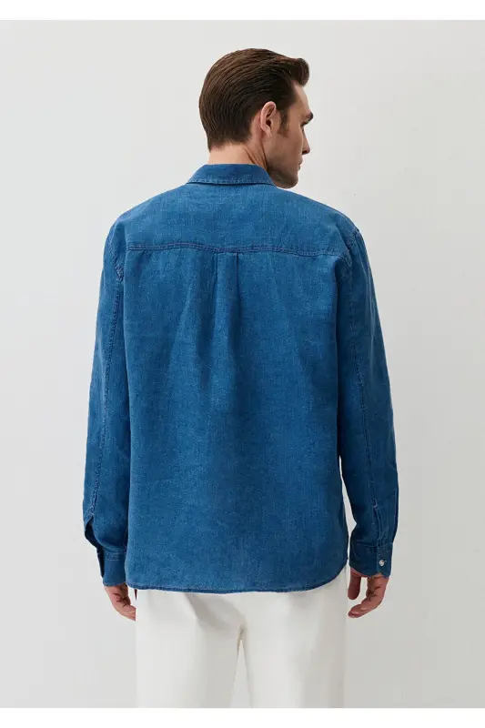 Erkak Indigo M0211564-18790 Uzun Kol Ko'ylak - 3