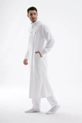 Erkak Jellabiya Fistan Haj va Umra - Oq - 2