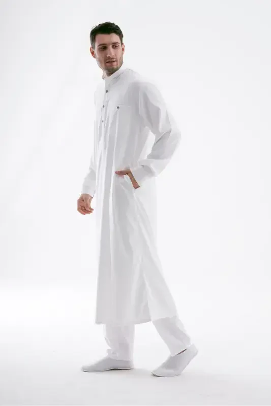 Erkak Jellabiya Fistan Haj va Umra - Oq - 2