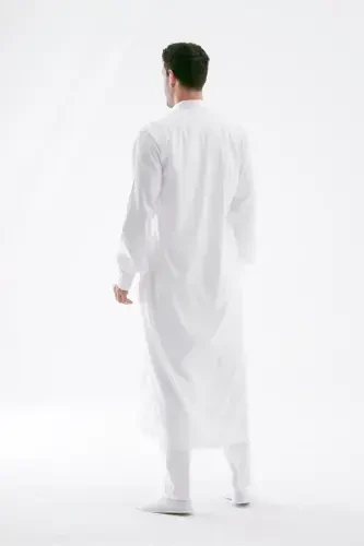 Erkak Jellabiya Fistan Haj va Umra - Oq - 3