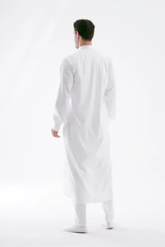 Erkak Jellabiya Fistan Haj va Umra - Oq - 3