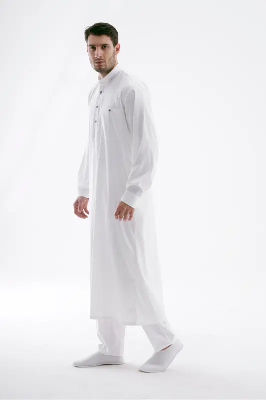 Erkak Jellabiya Fistan Haj va Umra - Oq - 4