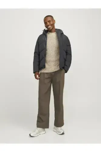 Erkak Jjworld kapüşonli puffer mont 12259850 Asfalt-Asphalt - JACK & JONES (1)