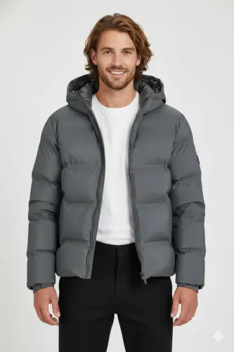 Erkak Jjworld kapüşonli puffer mont 12259850 Asfalt-Asphalt - 5