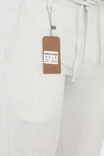 Erkak Jogger Slimfit Bel Yarim Rezinali Duble Shim Ochiq Kulrang Mato Shim - OCHIQ KULRANG - 7