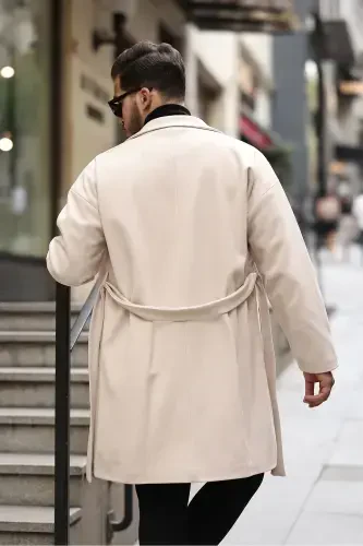 Erkak kamarli oversize qulay kesimli kaşmir пальто - bej - 6