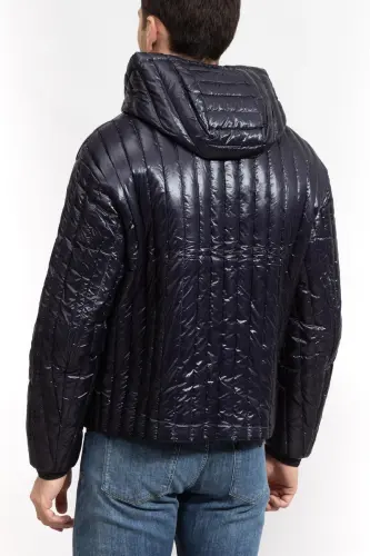 Erkak Kapşonli Yaka Markali Fermuarli Shishgan To'q ko'k palto 6R1B79 1NKZZ-0920-To'q ko'k - 3