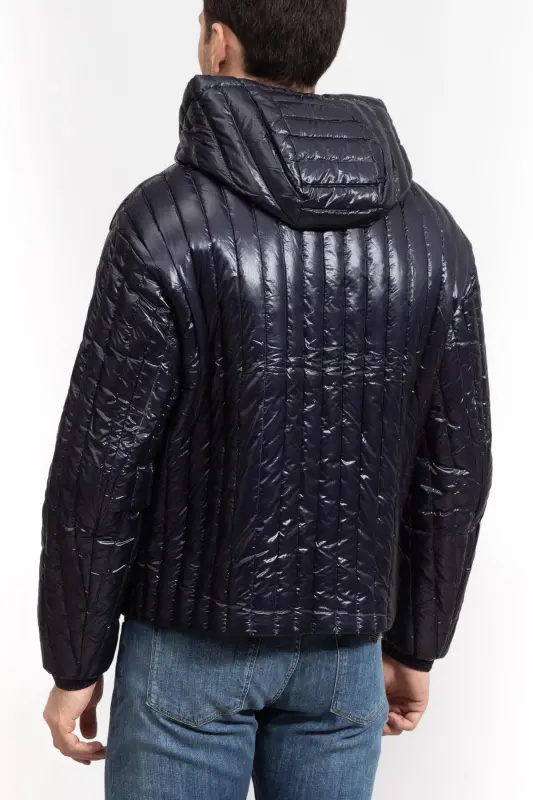 Erkak Kapşonli Yaka Markali Fermuarli Shishgan To'q ko'k palto 6R1B79 1NKZZ-0920-To'q ko'k - 3