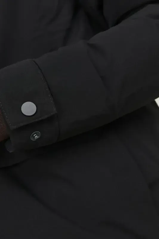 Erkak Kapüşonli Uzun Palto Qora Parka 12236096-Black - 5