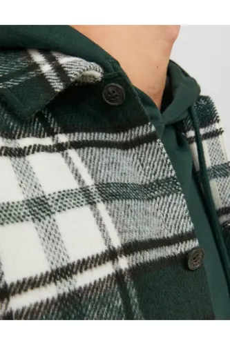 Erkak katakli naqshli uzun yengli ko'ylak - 12239303-Yashil - JACK & JONES (1)