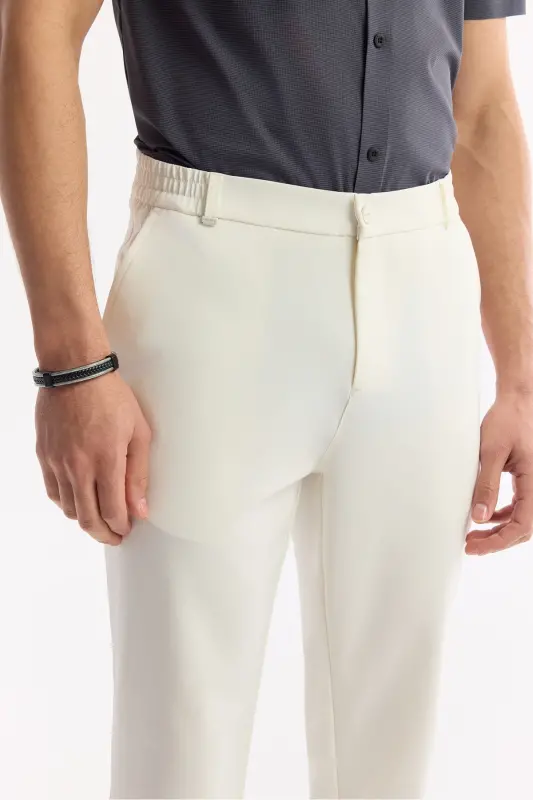 Erkak Kırıq Oq Slim Fit Beli Lastikli Bi Stretc - 7