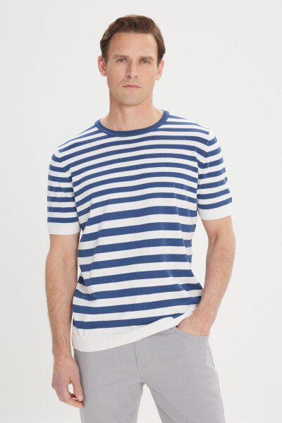Erkak ko'k-oq slim fit tor kesim 100% paxta - 10