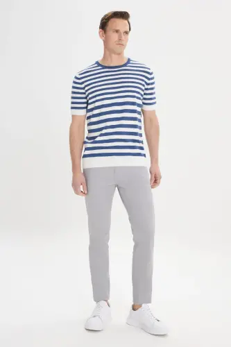 Erkak ko'k-oq slim fit tor kesim 100% paxta - 2