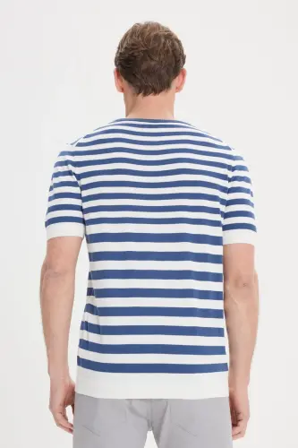 Erkak ko'k-oq slim fit tor kesim 100% paxta - 6