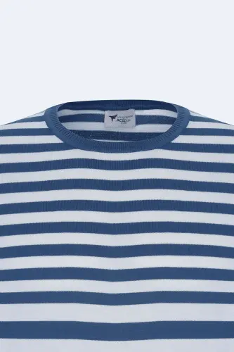 Erkak ko'k-oq slim fit tor kesim 100% paxta - 8