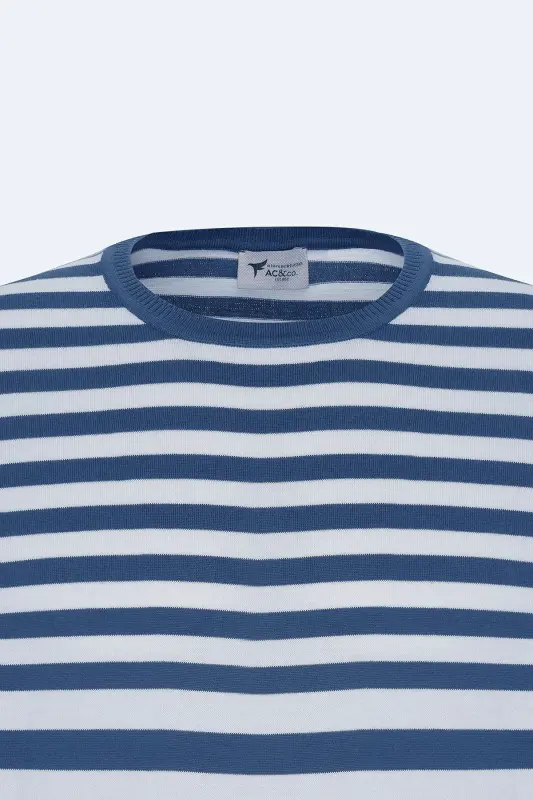 Erkak ko'k-oq slim fit tor kesim 100% paxta - 8