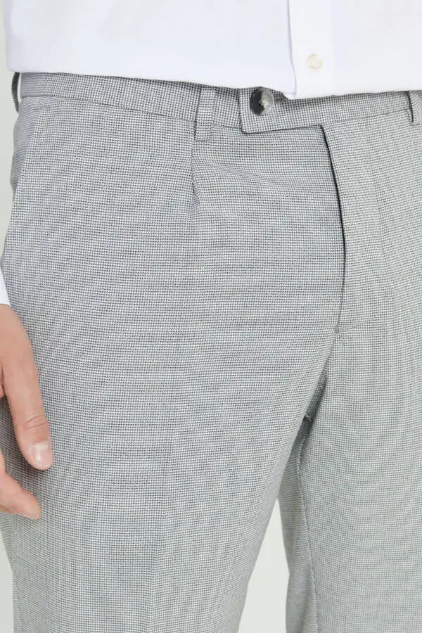 Erkak kulrang-antratsit Comfort Fit qulay kesimli yon cho'ntakli naqshli bel lastikli shim - 5