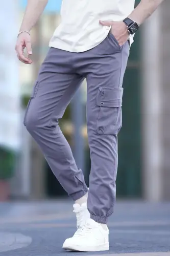 Erkak kulrang kargo cho'ntak shim 5647-Kulrang - 3