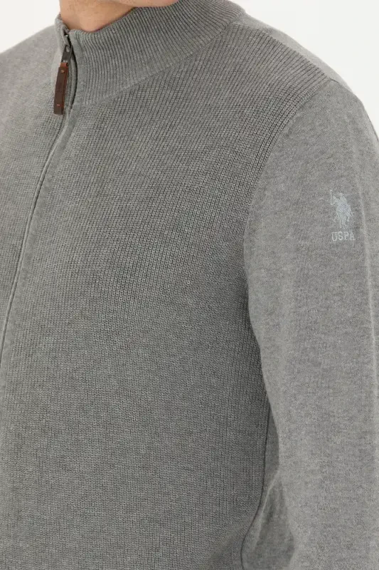 Erkak Kulrang Melanj Trikotaj Kardigan 50277375-vr086-Kulrang Melanj - 7