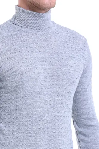 Erkak kulrang regular fit naqshli balıkçı yoqa triko K - 4