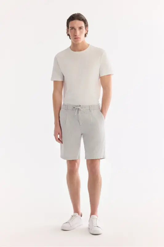 Erkak kulrang Relaxed Fit beli lastikli tuzilgan Teos short B003731-Kulrang - AVVA