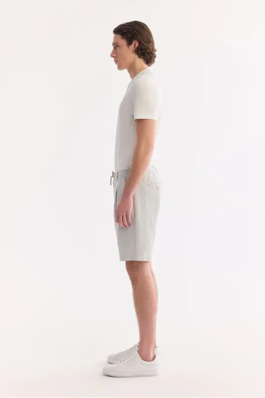 Erkak kulrang Relaxed Fit beli lastikli tuzilgan Teos short B003731-Kulrang - 2