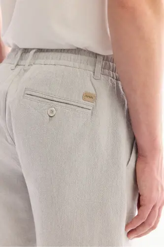 Erkak kulrang Relaxed Fit beli lastikli tuzilgan Teos short B003731-Kulrang - 6
