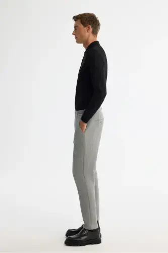 Erkak Kulrang Slim Fit Baliq Sirti Tuzilishli Yon Elastic - AVVA (1)