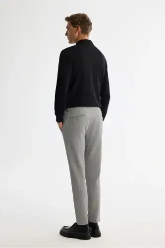 Erkak Kulrang Slim Fit Baliq Sirti Tuzilishli Yon Elastic - 3