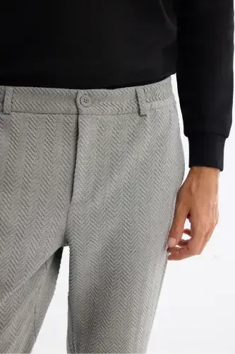 Erkak Kulrang Slim Fit Baliq Sirti Tuzilishli Yon Elastic - 4