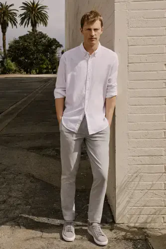 Erkak Kulrang Slim Fit Qulay Kesimli Beli Bog'lamali Yon Cho'ntakli Jogger Shim - Kulrang - AC&CO / ALTINYILDIZ CLASSICS (1)