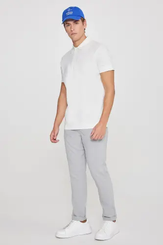 Erkak Kulrang Slim Fit Qulay Kesimli Beli Bog'lamali Yon Cho'ntakli Jogger Shim - Kulrang - 4