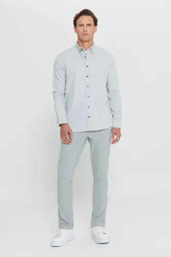 Erkak Kulrang Slim Fit Qulay Kesimli Beli Bog'lamali Yon Cho'ntakli Jogger Shim - Kulrang - 5