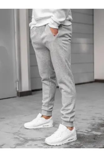 Erkak kulrang Slim Fit sport shimlari Slüet bosmasdan tor shim Jogger-kulrang cho'ntakli - 5