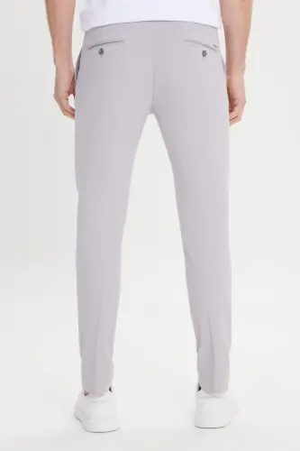 Erkak Kulrang Slim Fit Tor Kesimli Yon Cho'ntakli Paxtali Egiluvchan Dobbiy Shim - Kulrang - 5